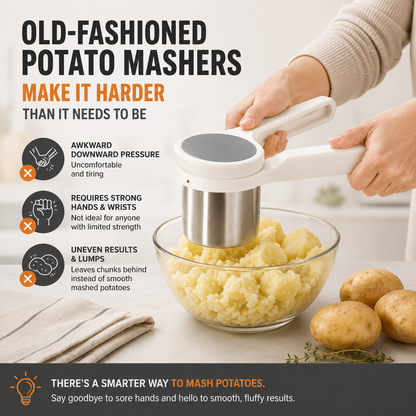 🥔Potato Ricer Masher Ergonomic Twist-Action Hand Manual Stainless Steel For Mashed Potato, Vegetable Purees, Stainless Steel