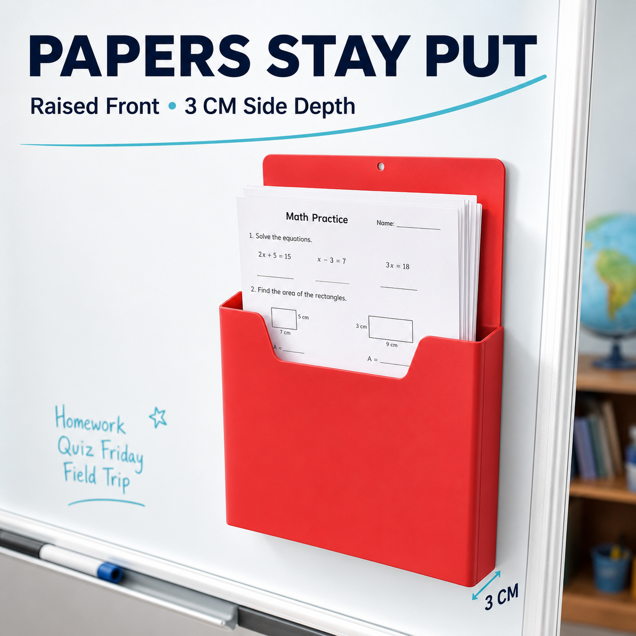 Magnetic File Organizer  | Wall-Mount Folder Holder for Classroom, Office, Whiteboard & Refrigerator