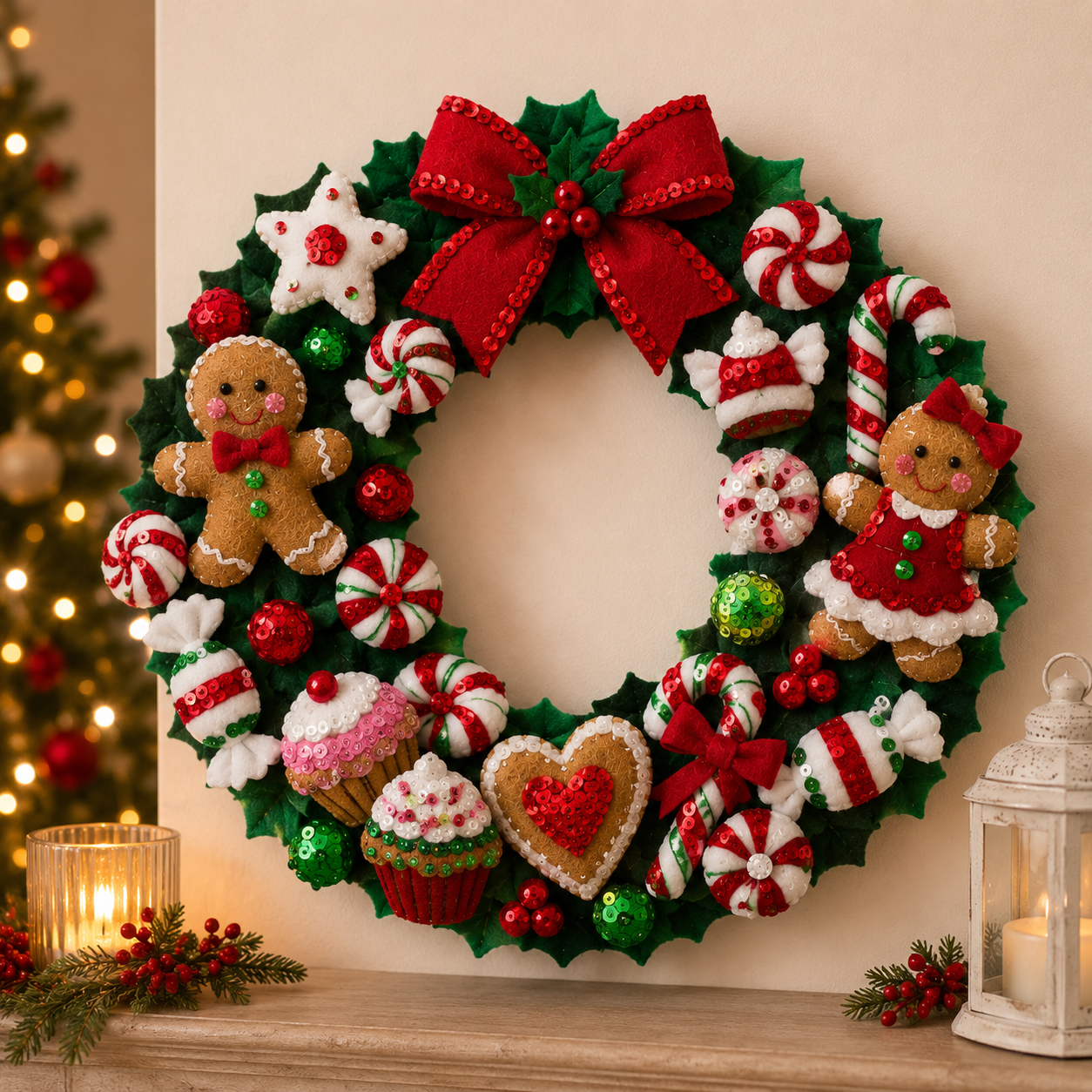 🎁Hand-Sewn Felt Holiday Wreath – Bring Every Celebration to Life