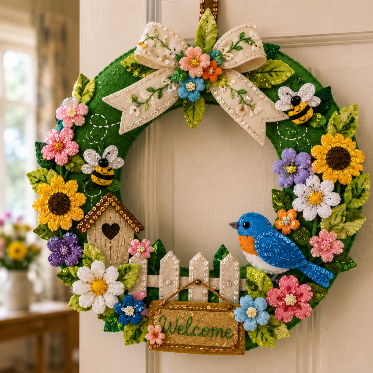 🎁Hand-Sewn Felt Holiday Wreath – Bring Every Celebration to Life