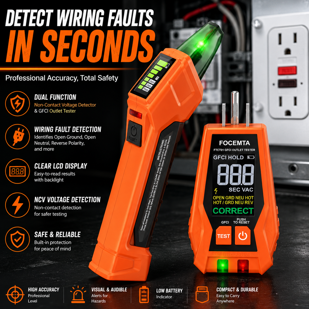 Klein Tools 80016 Circuit Breaker Finder Tool Kit, GFCI Outlet Tester, 2-Piece Set