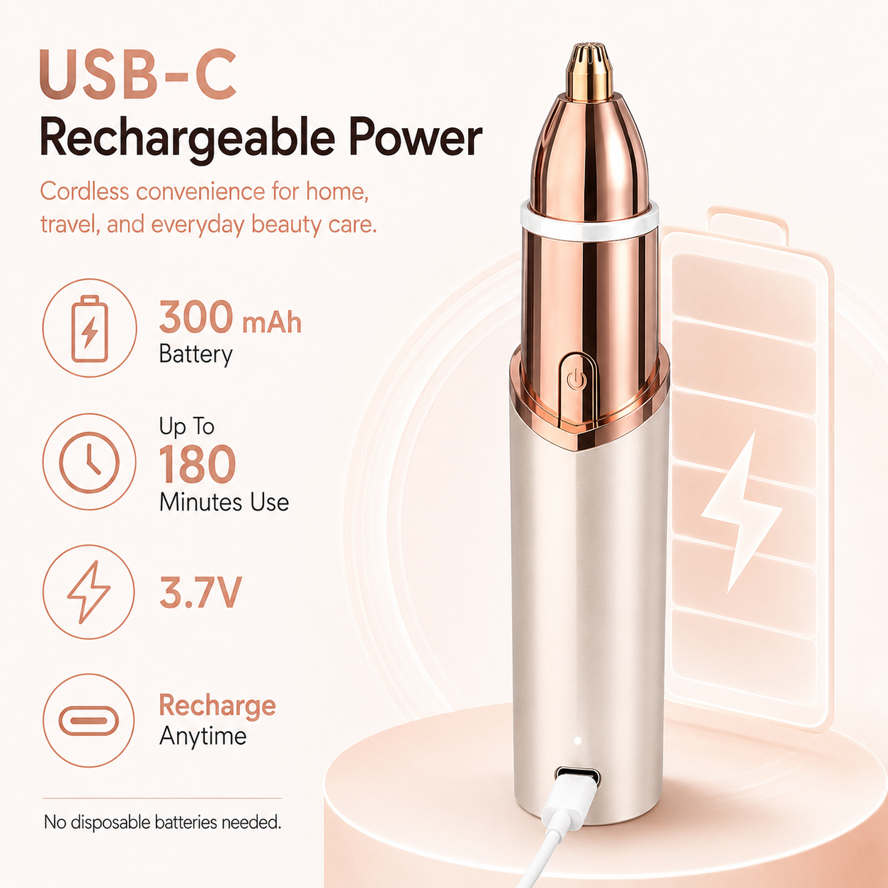 2-in-1 Facial & Eyebrow Hair Trimmer | Painless Peach Fuzz Remover