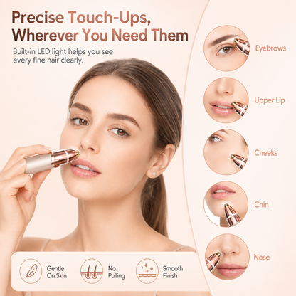 2-in-1 Facial & Eyebrow Hair Trimmer | Painless Peach Fuzz Remover