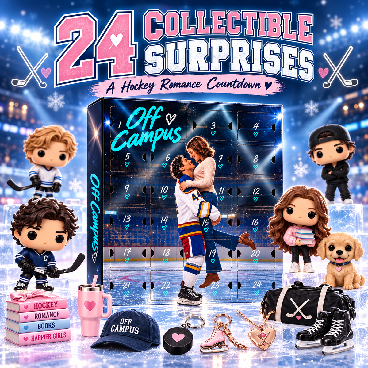 🏒 Off Campus 24-Day Collectible Surprise Calendar💗 – Hockey Romance Mini Figures & Gift Set！！！🎁
