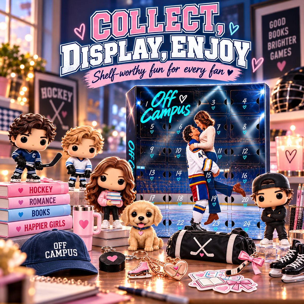 🏒 Off Campus 24-Day Collectible Surprise Calendar💗 – Hockey Romance Mini Figures & Gift Set！！！🎁