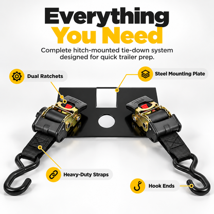 UTV & ATV Receiver Tie-Down Kit – Dual Ratchet Straps & Removable Bracket