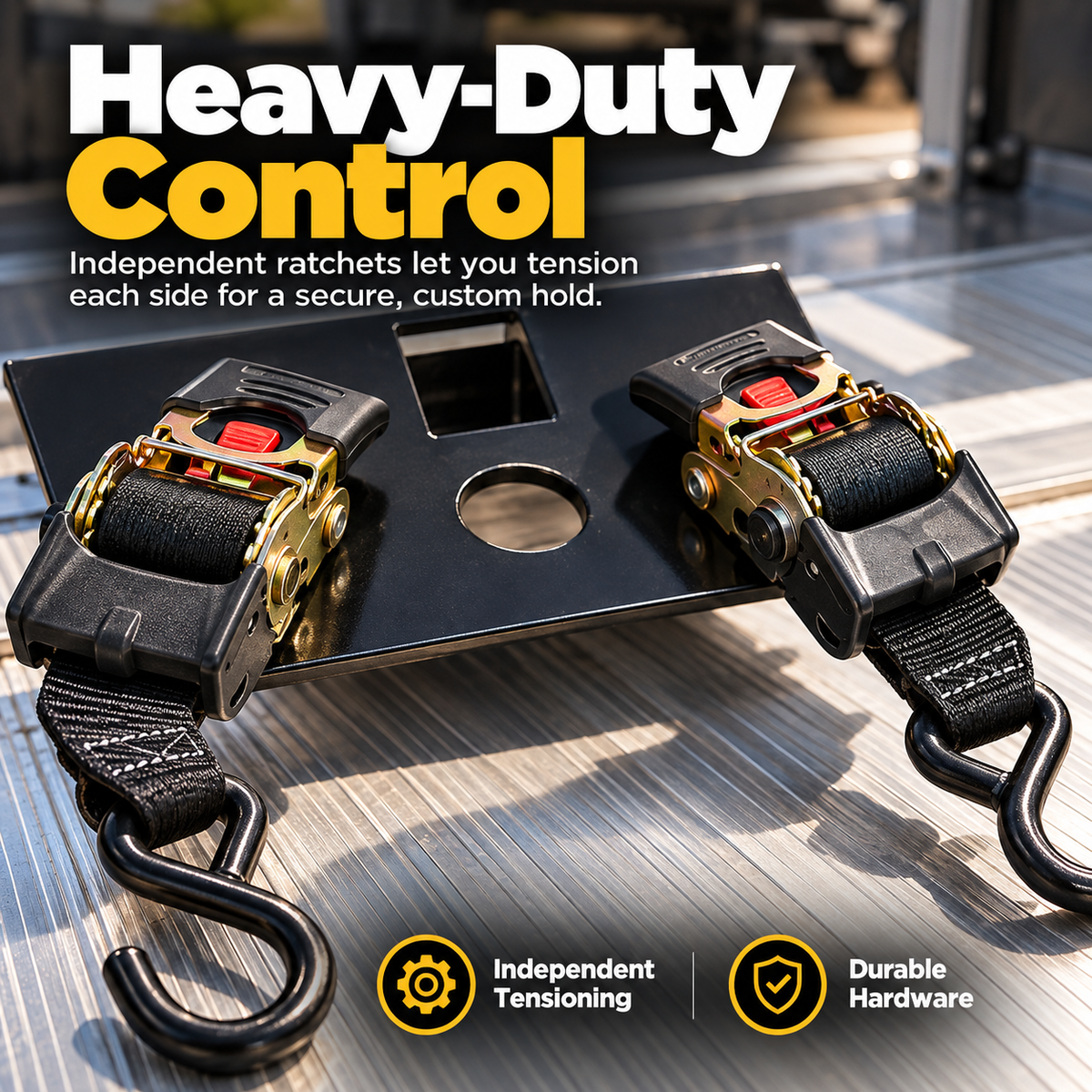 UTV & ATV Receiver Tie-Down Kit – Dual Ratchet Straps & Removable Bracket