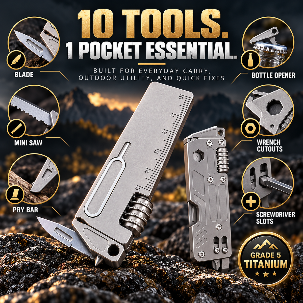 🔧 50% OFF Today! Titanium 10-in-1 Pocket Multi-Tool for Everyday Carry