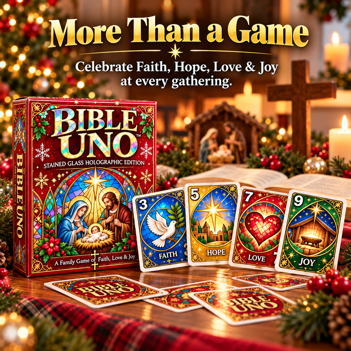 Bible UNO faith hope love joy cards