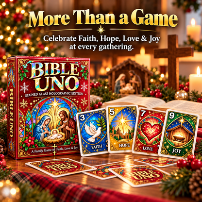 ⏰ LAST DAY 50% OFF✝️ Bible UNO Card Game – Stained-Glass Edition for Family Game Nights & Meaningful Christmas Gifts 🎁