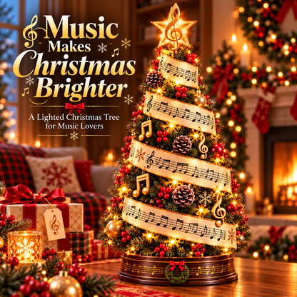 🎼 Sheet Music Christmas Tree Light – LED Musical Holiday Decor for Music Lovers