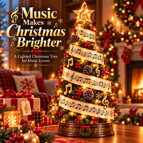 🎼 Sheet Music Christmas Tree Light – LED Musical Holiday Decor for Music Lovers