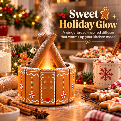 🎄🔥 MerryMist™ Christmas Campfire Diffuser – Santa & Gingerbread Glowing Flame-Mist Holiday Decor ✨🎁