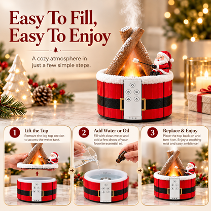 🎄🔥 MerryMist™ Christmas Campfire Diffuser – Santa & Gingerbread Glowing Flame-Mist Holiday Decor ✨🎁
