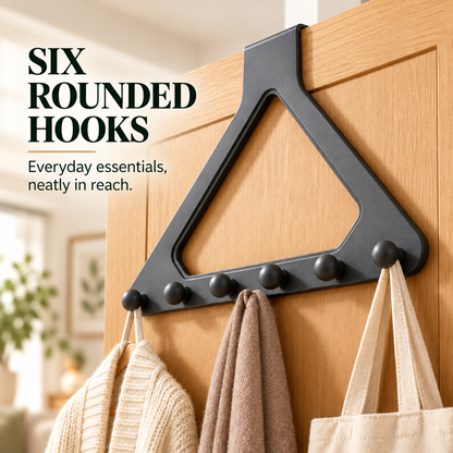 🏡 Over-the-Door 6-Hook Organizer | No-Drill Space-Saving Rack for Clothes, Towels & Bags