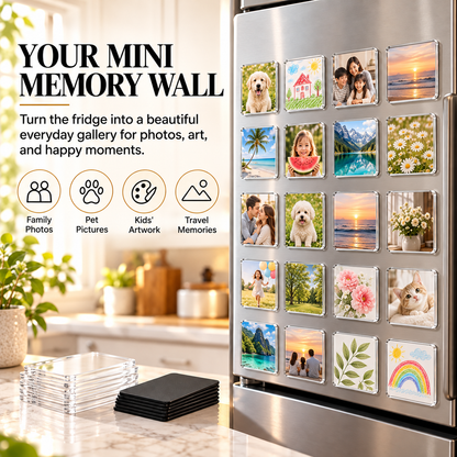 📸 DIY Magnetic Photo Keeper Kit – 20 Clear Acrylic Mini Frames for Memories, Pets & Personalized Gifts ✨