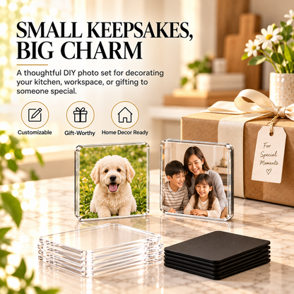 📸 DIY Magnetic Photo Keeper Kit – 20 Clear Acrylic Mini Frames for Memories, Pets & Personalized Gifts ✨