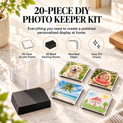 📸 DIY Magnetic Photo Keeper Kit – 20 Clear Acrylic Mini Frames for Memories, Pets & Personalized Gifts ✨