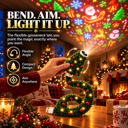 🎄✨ USB Christmas Projection Lamp – 6 Festive Scenes, Flexible Tree-Shaped Holiday Projector 🎅