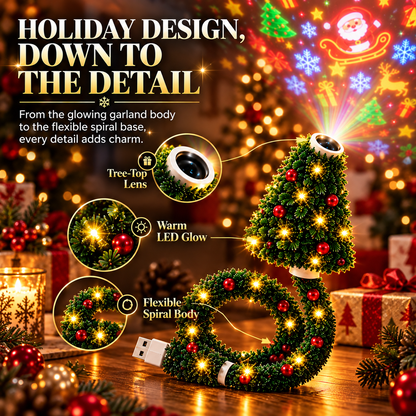 🎄✨ USB Christmas Projection Lamp – 6 Festive Scenes, Flexible Tree-Shaped Holiday Projector 🎅
