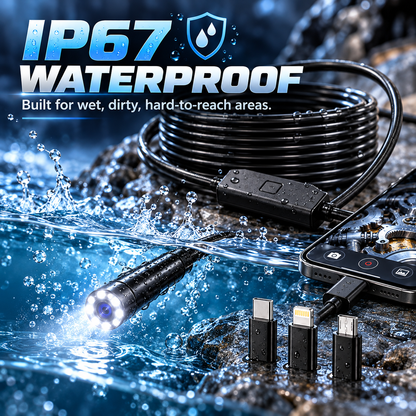 🔍 HD Inspection Camera for iPhone & Android – 11.48FT Cable, 8 LED Lights & Waterproof Probe 🚗