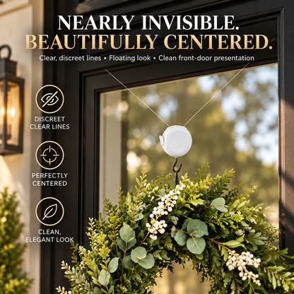 🎄 No-Damage Wreath Hanger – Adjustable Clear Door Hanging Hook for Front, Glass & Screen Doors | Holds Up to 8 lbs