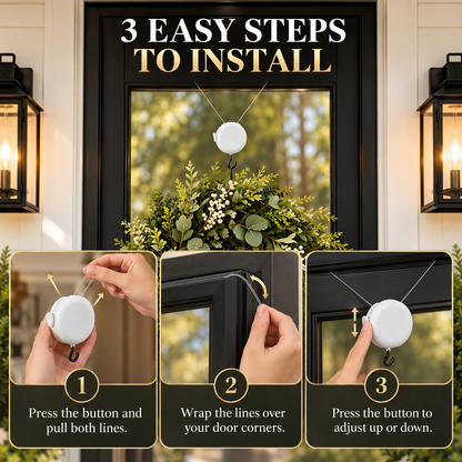 🎄 No-Damage Wreath Hanger – Adjustable Clear Door Hanging Hook for Front, Glass & Screen Doors | Holds Up to 8 lbs