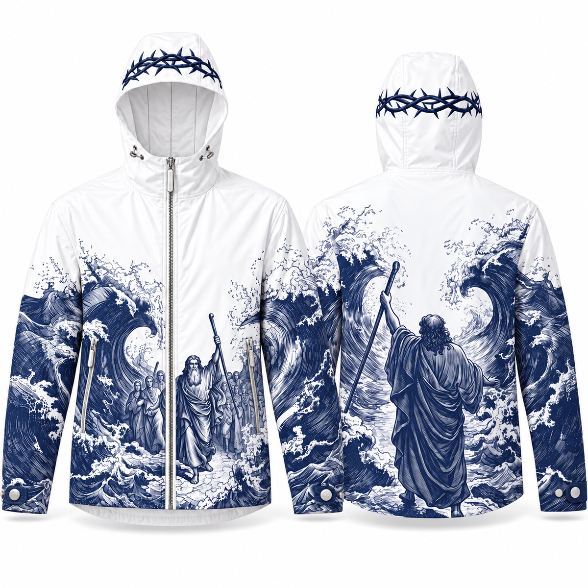 🌧️ The Rain Shell – 3-Layer Waterproof Jacket | Faith-Inspired Artwork, Embroidered Hood & Premium Metal Details