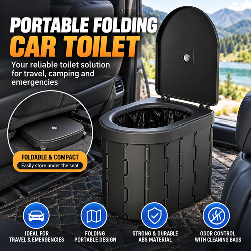 🚗 Portable Folding Car Toilet – Compact Travel & Camping Emergency Toilet