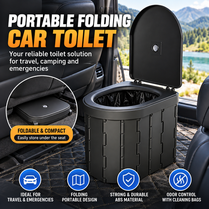 🚗 Portable Folding Car Toilet – Compact Travel & Camping Emergency Toilet