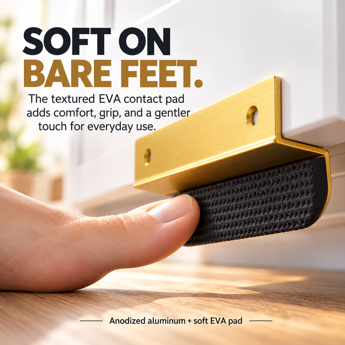 Hands-Free Cabinet Foot Pull – 4″ Aluminum Toe Opener