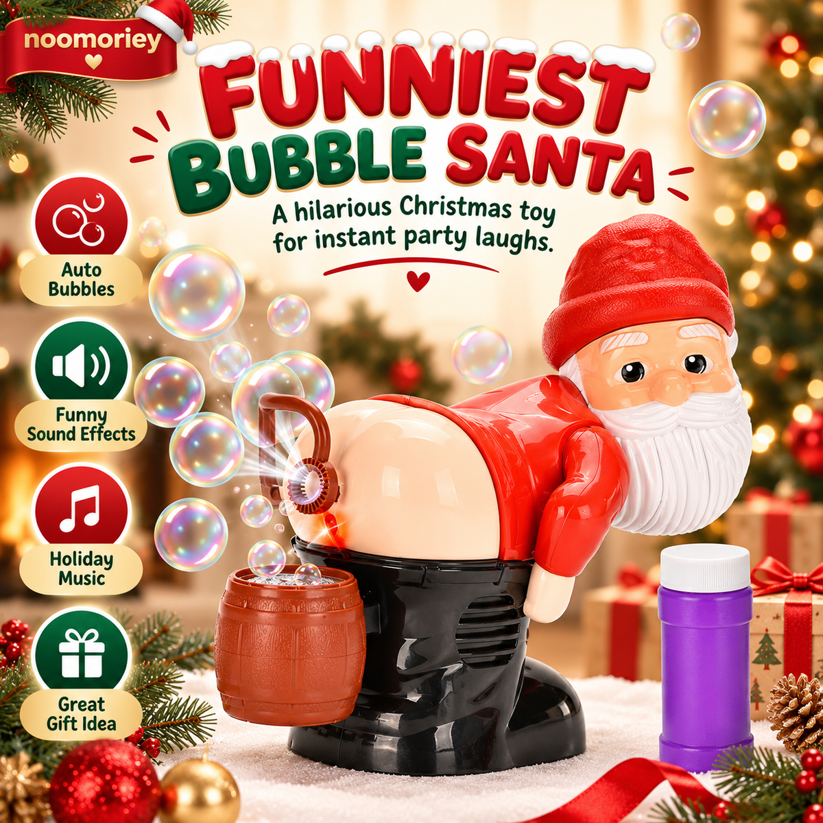 🎅 50% OFF Farting Santa Bubble Machine – Funny Christmas Toy with Music & Sound Effects