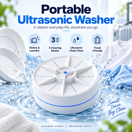 🫧Portable Ultrasonic Washer – Dishes & Small Laundry, 3 Modes