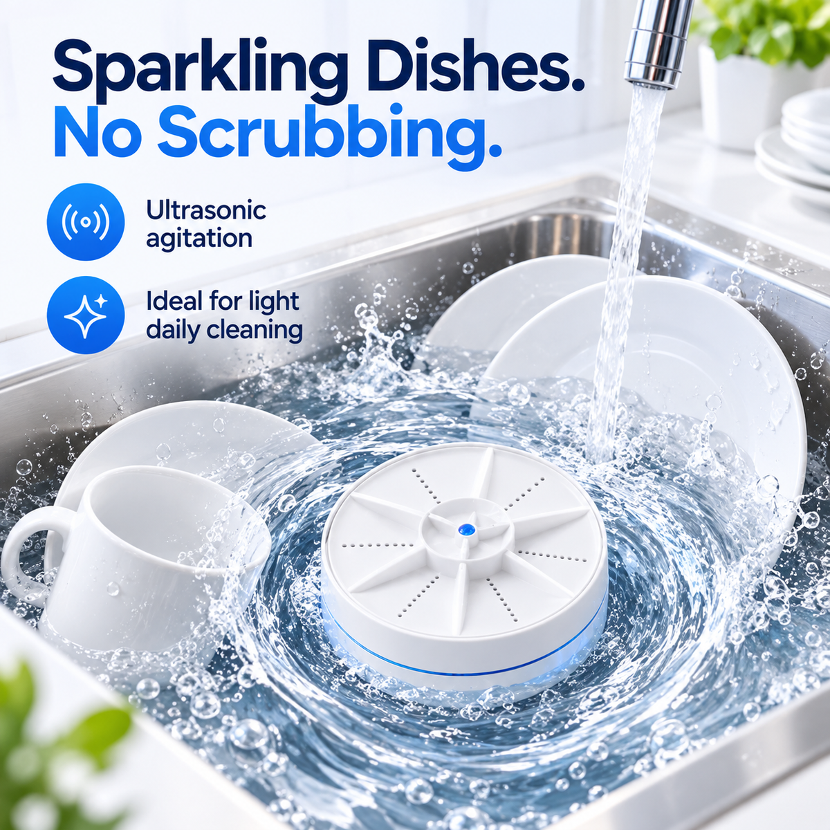 🫧 Portable Ultrasonic Mini Washer – 3-Mode Cleaner for Clothes & Dishes