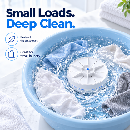 🫧 Portable Ultrasonic Mini Washer – 3-Mode Cleaner for Clothes & Dishes