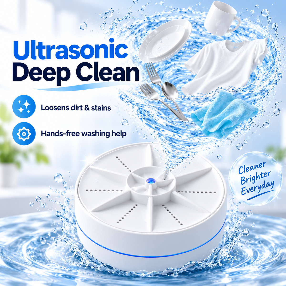 🫧 Portable Ultrasonic Mini Washer – 3-Mode Cleaner for Clothes & Dishes