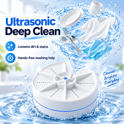 🫧 Portable Ultrasonic Mini Washer – 3-Mode Cleaner for Clothes & Dishes
