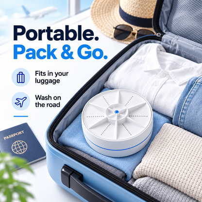 🫧 Portable Ultrasonic Mini Washer – 3-Mode Cleaner for Clothes & Dishes
