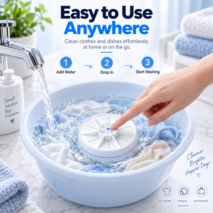 🫧 Portable Ultrasonic Mini Washer – 3-Mode Cleaner for Clothes & Dishes