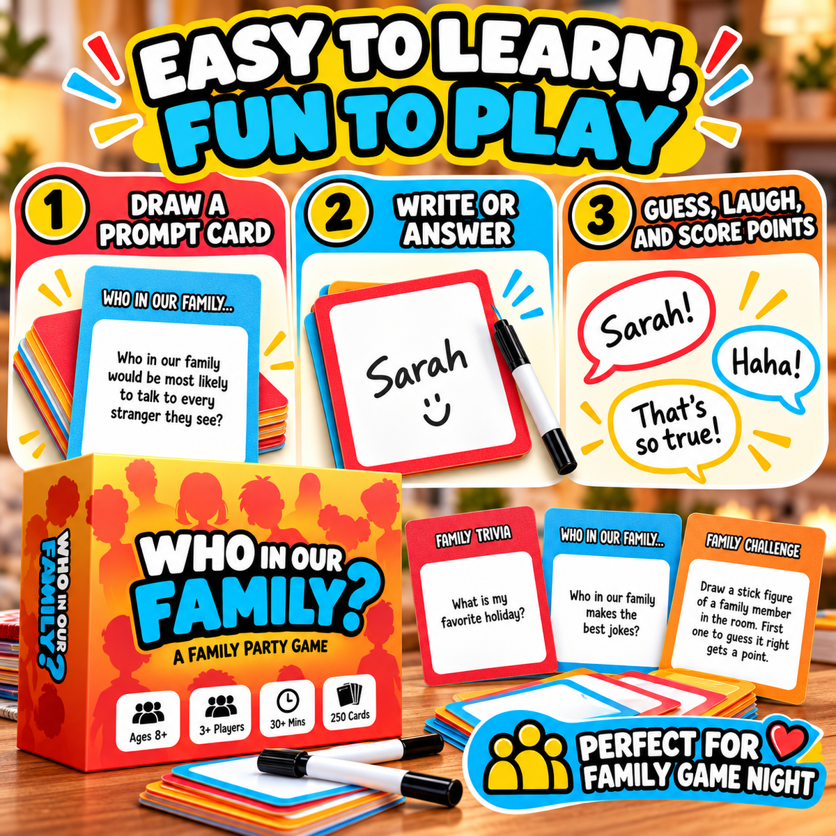 😂 Limited Time: 50% OFF – "Who In Our Family?" Hilarious Party Game for Family Game Night