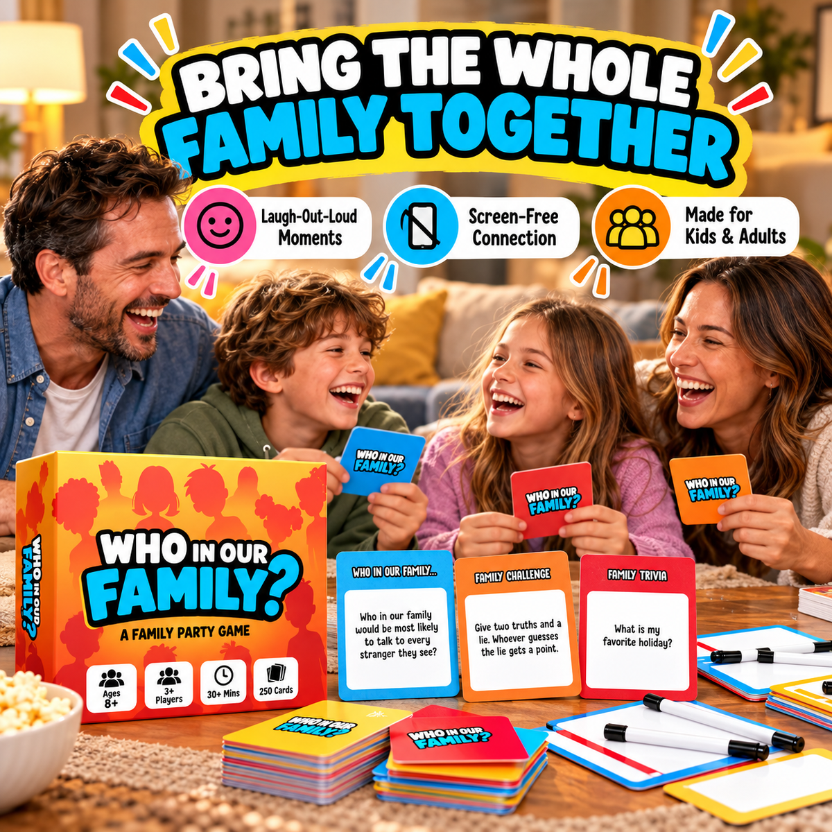 😂 Limited Time: 50% OFF – "Who In Our Family?" Hilarious Party Game for Family Game Night