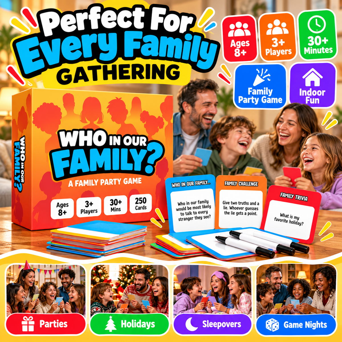 😂 Limited Time: 50% OFF – "Who In Our Family?" Hilarious Party Game for Family Game Night