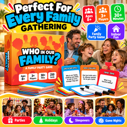 😂 Limited Time: 50% OFF – "Who In Our Family?" Hilarious Party Game for Family Game Night