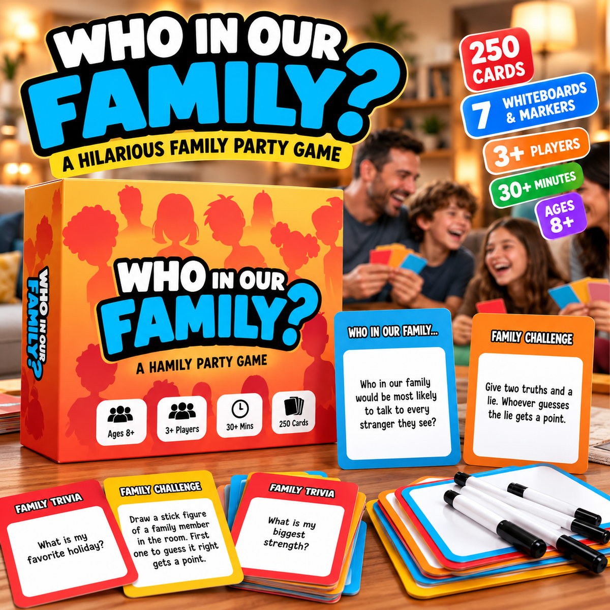 😂 Limited Time: 50% OFF – "Who In Our Family?" Hilarious Party Game for Family Game Night
