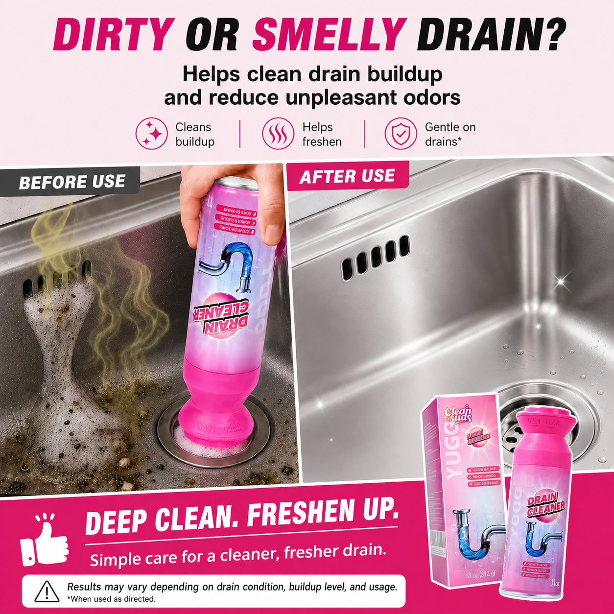 🫧Household Safe Foam Mousse Drain Cleaner - Clog Remover, Deodorizer for Kitchen Drains and Sinks