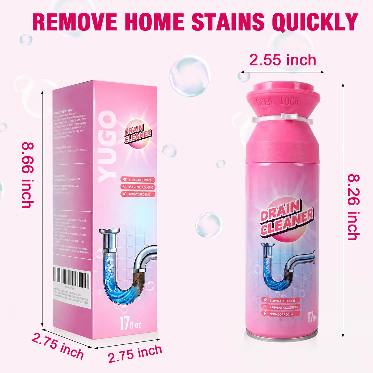 🫧Household Safe Foam Mousse Drain Cleaner - Clog Remover, Deodorizer for Kitchen Drains and Sinks