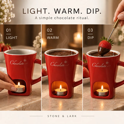 🍫 Melt & Dip Chocolate Fondue Mug – Cozy Tea-Light Dessert Set