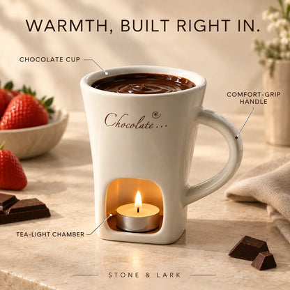 🍫 Melt & Dip Chocolate Fondue Mug – Cozy Tea-Light Dessert Set