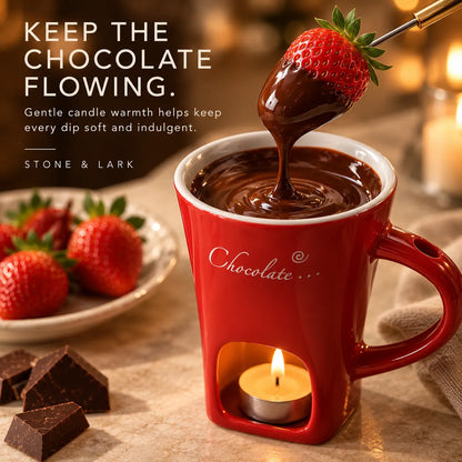🍫 Melt & Dip Chocolate Fondue Mug – Cozy Tea-Light Dessert Set