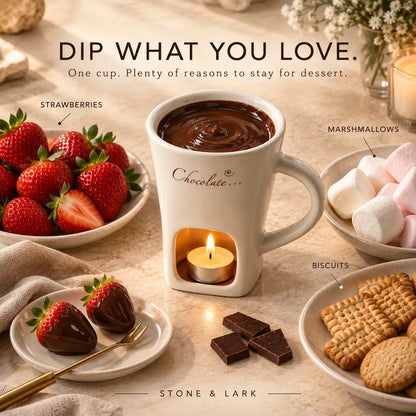 🍫 Melt & Dip Chocolate Fondue Mug – Cozy Tea-Light Dessert Set